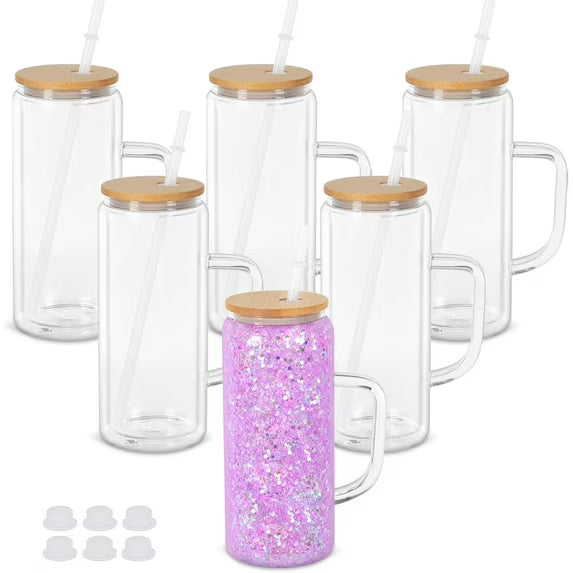 20 oz glass tumbler with handle