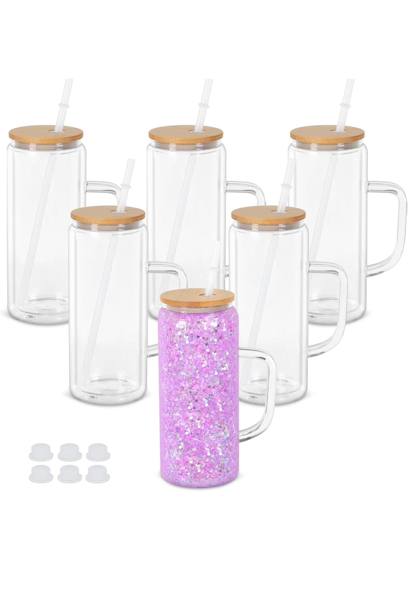 20oz Snow Globe Glass Tumbler with handle