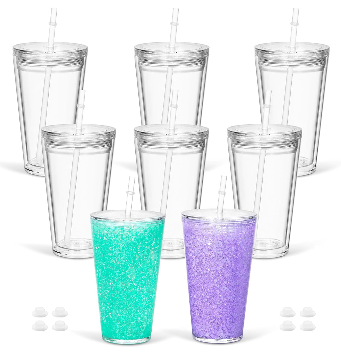 16 oz Tapered Acrylic Snow globe Tumbler