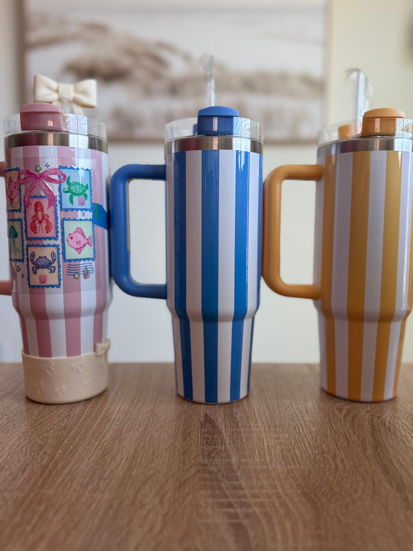 ****30oz Striped Stainless Steel Tumbler****