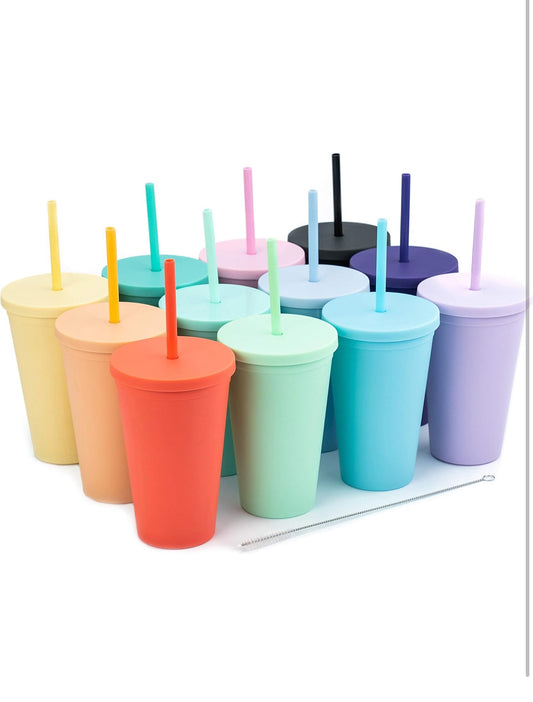 16oz Double Wall Matte Plastic Tumbler