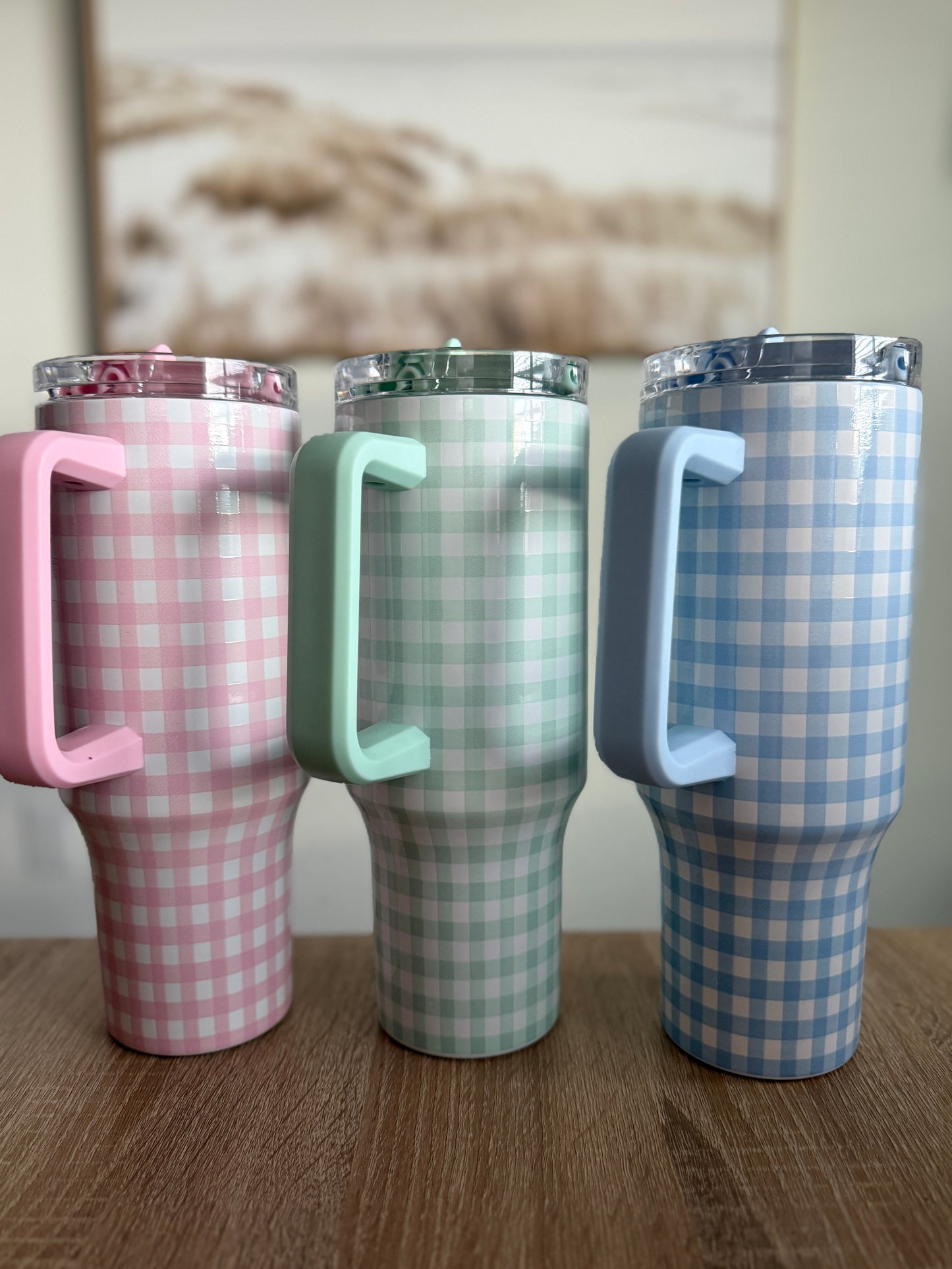 ****40oz Gingham Stainless Steel Tumbler****