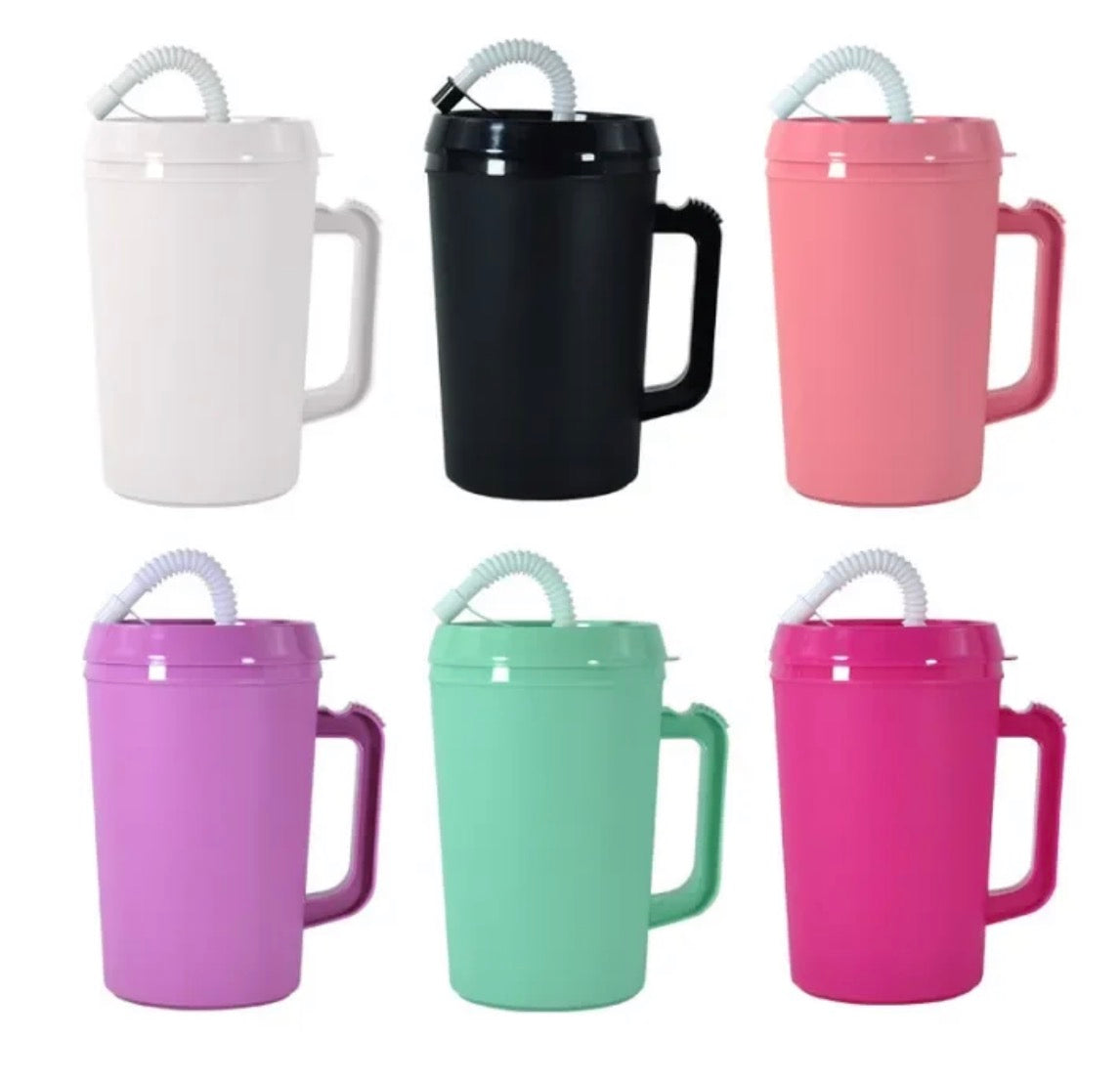 34oz colored plastic travel Cup