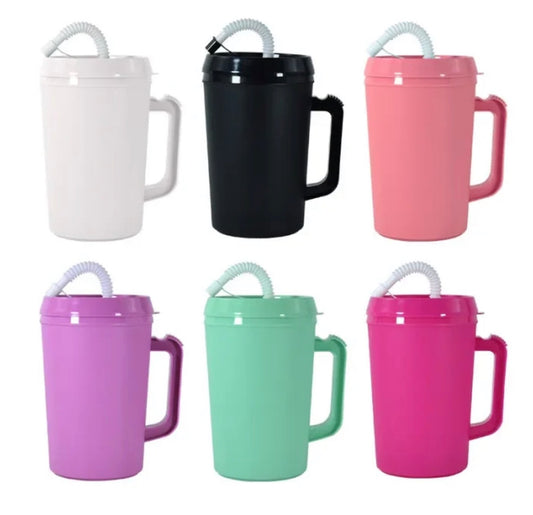 34oz colored plastic travel Cup