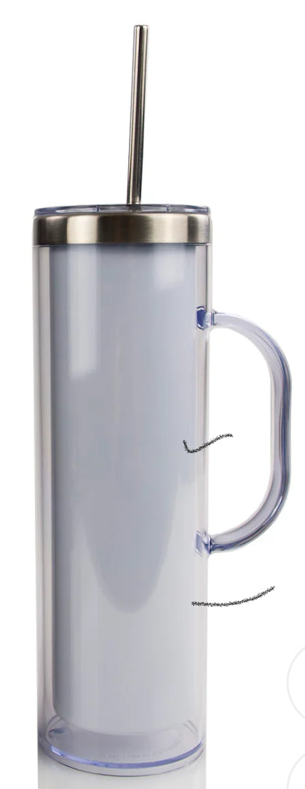20 oz skinny snow globe tumbler with handle