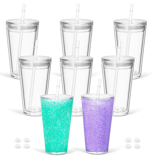 16 oz Tapered Acrylic Snow globe Tumbler