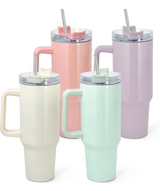40oz BABY PINK Stainless steel tumbler with handle